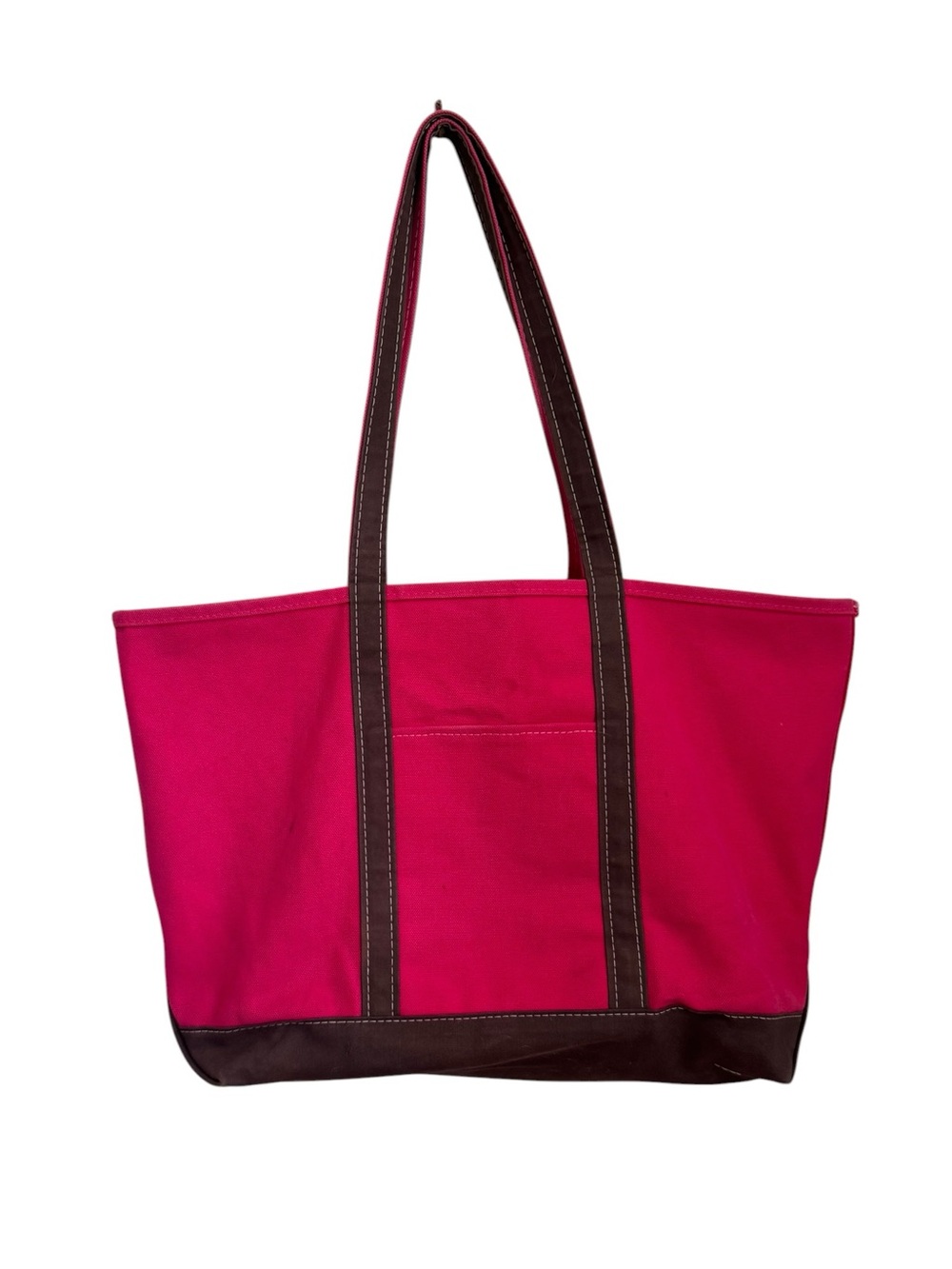 LL Bean Boat & Tote Bag Bright Pink Canvas Large Vintage Rare